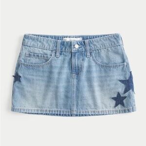 Hollister Blue Denim Mini Skirt with Star Accents NWT